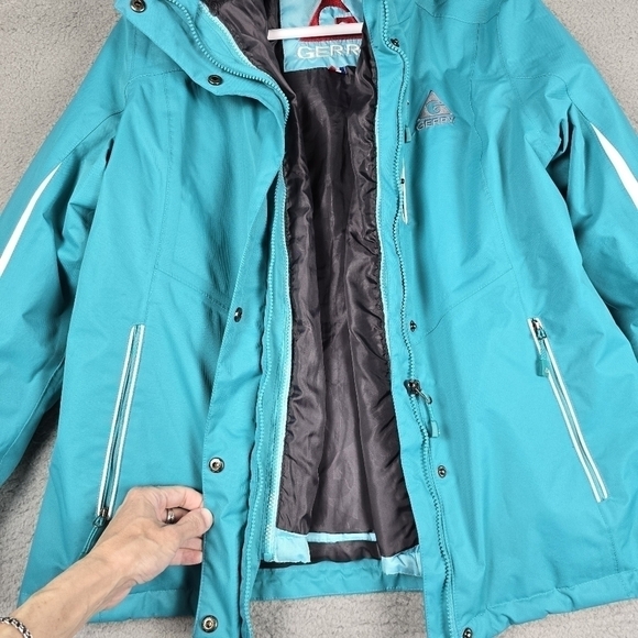 Gerry Jacket Womans Size L Green Fleece Lined Hooded Long Sleeve Insulated Coat - Picture 6 of 16